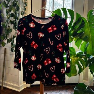 Kim Rogers Black Sweater with Red and White Accents